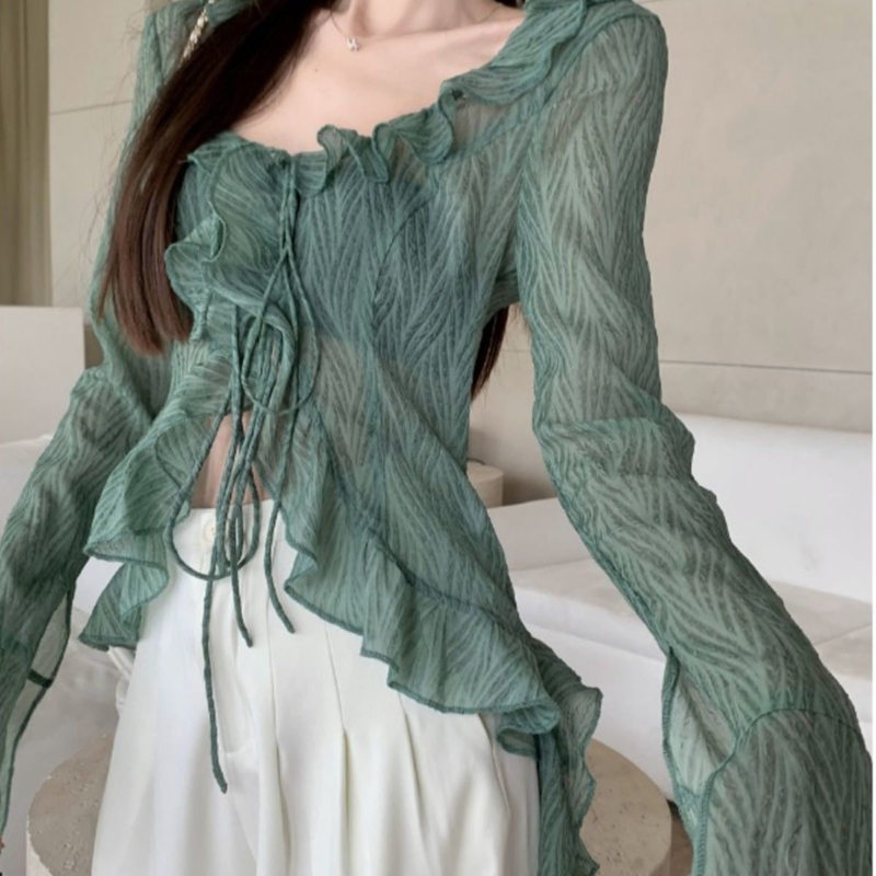 Clearance Sale Special Price Discount Women's Lace Bell-Sleeve Cardigan Summer Ruffle Thin Top Clearance Sale Special Price Discount Women's Lace Bell-Sleeve Cardigan Summer Ruffle Thin Top