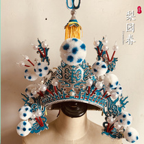 Opera helmet Beijing Opera drama Xiangye hat flower face Taishi Guozhang headdress dotted silk three-open helmet Handsome helmet Opera helmet cap