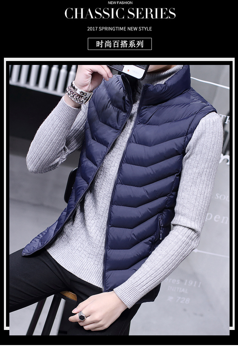 Mùa thu và mùa đông vest nam áo khoác ấm xuống quần áo cotton vest không tay vest nam Hàn Quốc phiên bản của xu hướng của nam giới vest