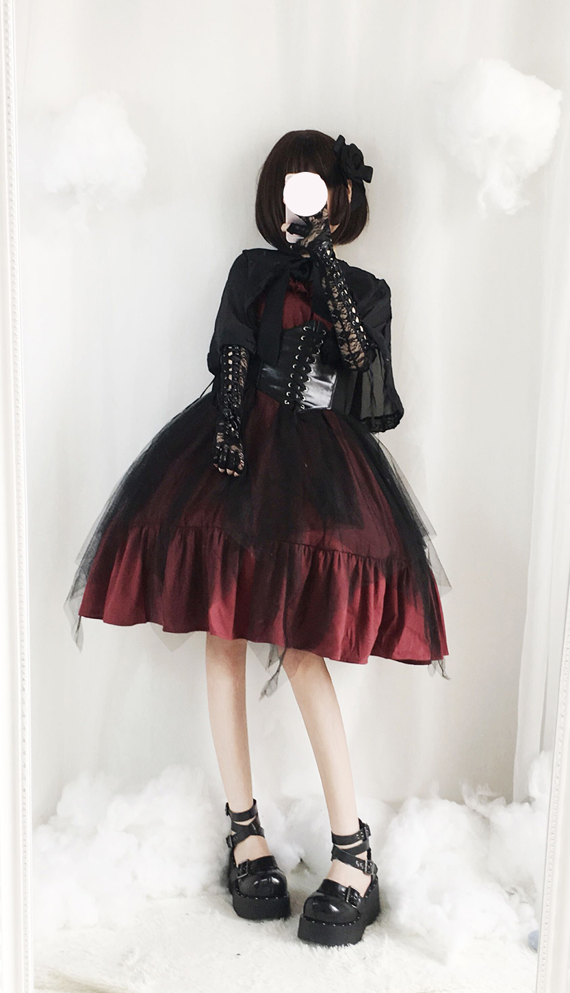 Nhật bản tối Lolita mềm chị BOZ xù bất thường eo cao jsk váy Lolita treo váy đầm đẹp