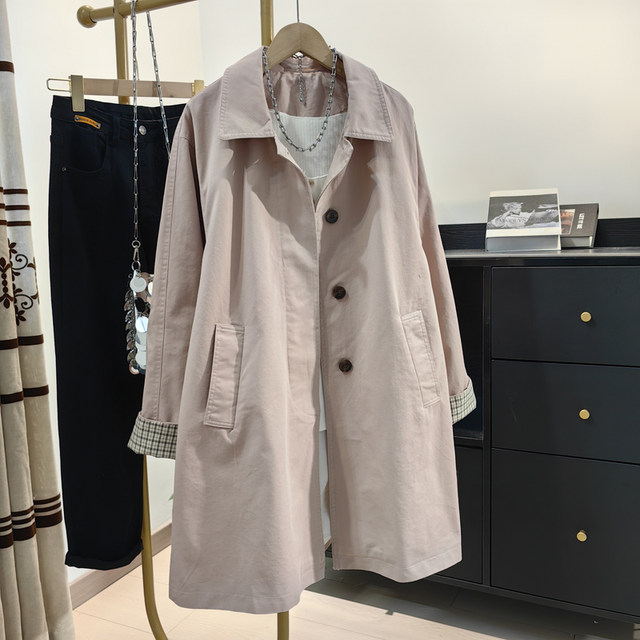 Fashionable casual loose slimming mid-length pure cotton windbreaker