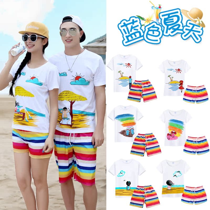 Quần đi biển đi biển quần nam nhanh khô đôi phù hợp cha mẹ-con mùa hè lỏng kích thước lớn bơi bong bóng hoa mùa xuân nóng quần - Quần bãi biển 	quần đi biển cây dừa