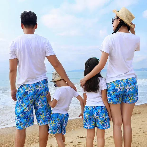 2019 cặp vợ chồng mới đi biển đi biển nhanh khô quần nam mùa hè Hàn Quốc in quần bơi năm quần lỏng lẻo - Quần bãi biển 	quần đi biển cho bé trai