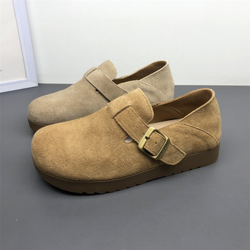 Genuine leather boken shoes spring and summer new women's shoes round toe soft bottom Genuine leather boken shoes spring and summer new women's shoes round toe soft bottom