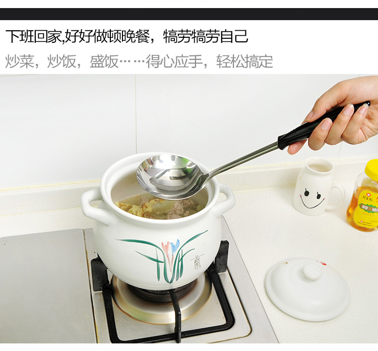 Bếp bằng thép không gỉ thìa súp bộ dụng cụ nhà bếp Bộ tay cầm dài Xẻng muỗng lớn công cụ nấu ăn - Phòng bếp chảo đá hoa cương