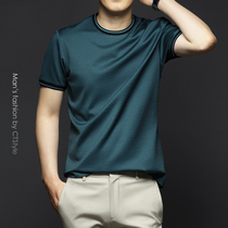 Summer mens round neck short sleeve T-shirt silk cotton half sleeve summer dress Ice Silk high end 2021 new cotton mens