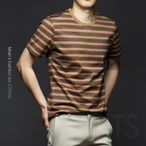 Summer mercerized cotton mens round neck short sleeve T-shirt Tide brand trend half sleeve base shirt Ice Silk 2021 new mens