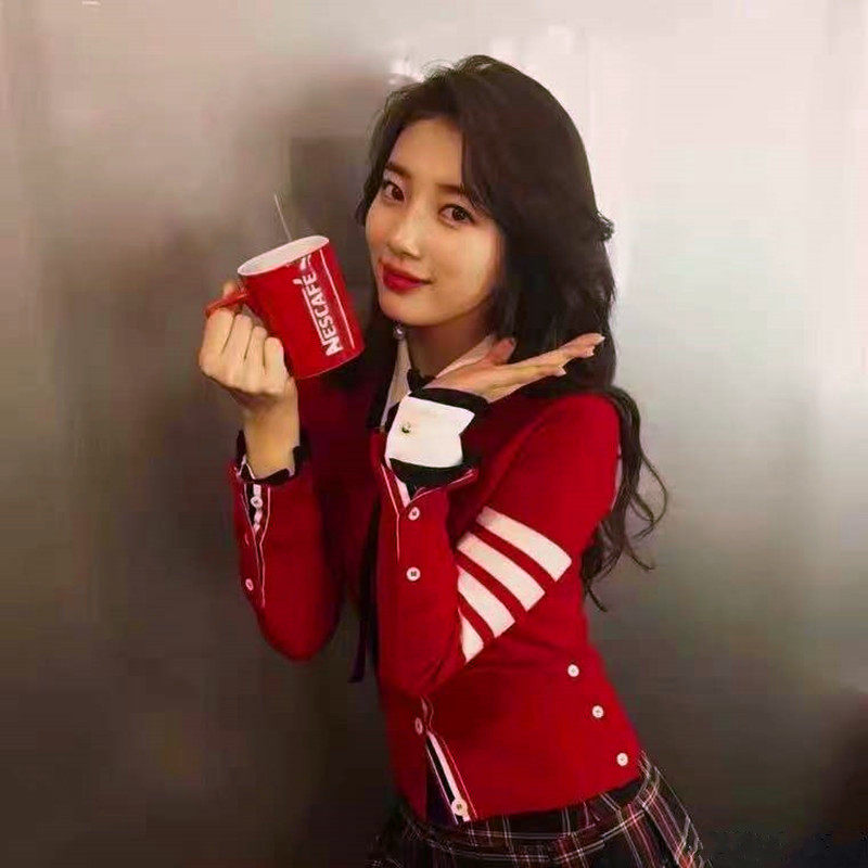 Silver Nisshiro Thom Browne TB red short long sleeves casual slim knit cardigan sweater woman