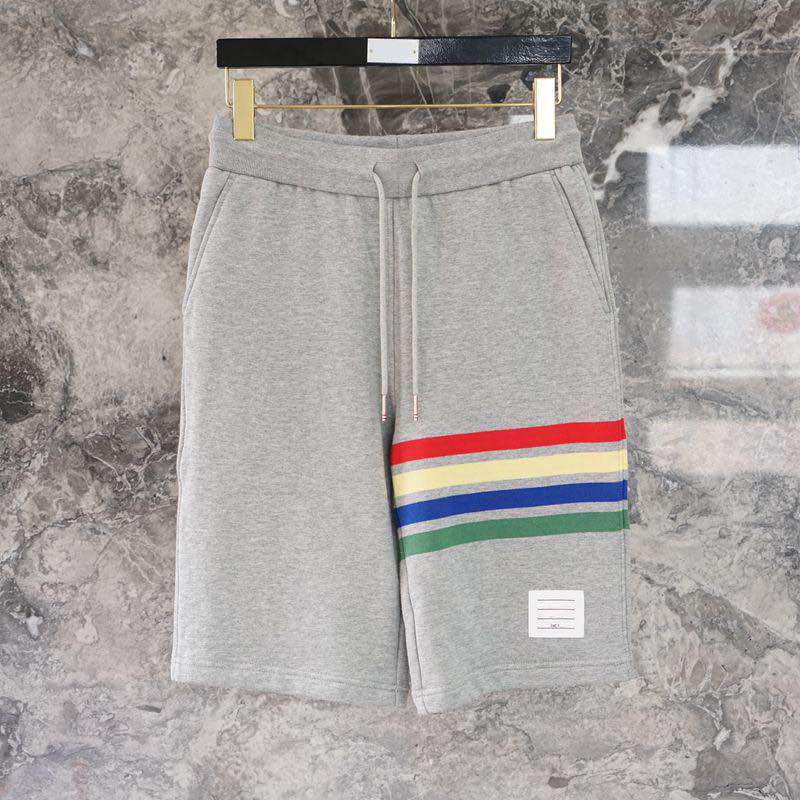Silver Children's Day Thom Browne 20 Summer new TB shorts Four bars Rainbow Striped Sports Casual 50% Pants