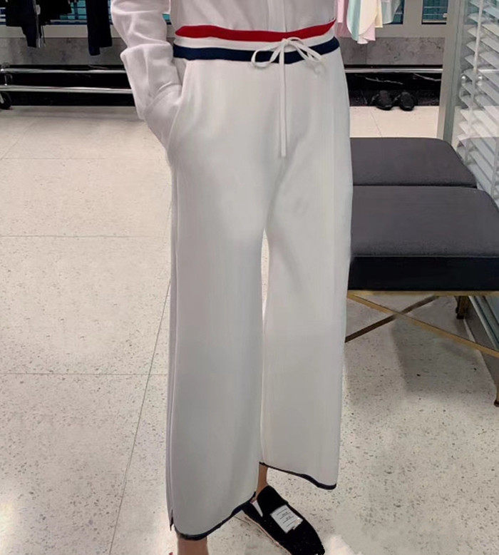 Silver Children's Day Thom Browne 20 New products TB waist-room tricolour lacing tightness inserts pocket broadlegged trousers Long pants