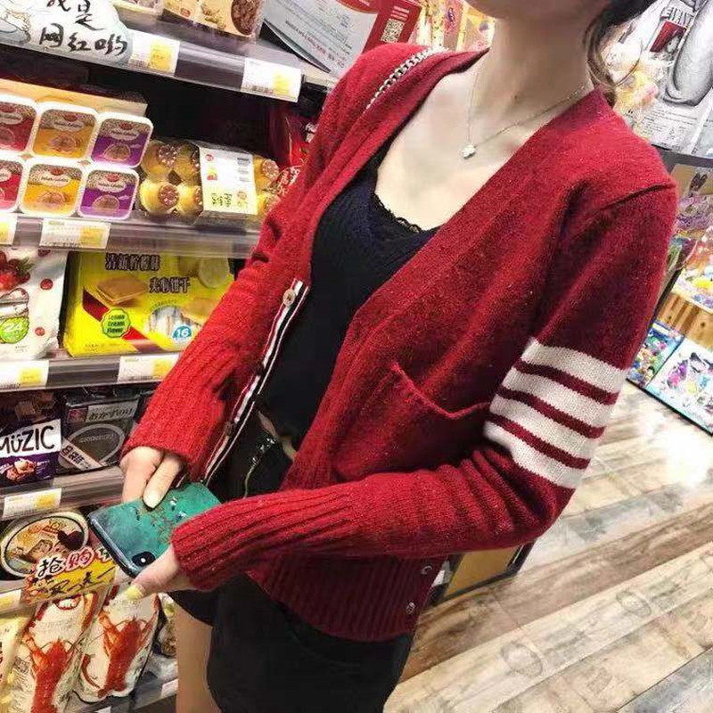 Silver Day Thom Browne Autumn and Winter TB flower gray wool thick thread sweater jacket knitted cardigan men and women