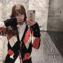 Silver Day Thom Browne New tb classic diamond-shaped plaid wool knitted cardigan slim sweater