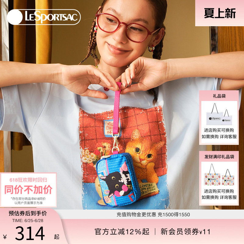Lesportsac New Newnew Collaboration Cute Wallet Three-Layer Zipper Storage Card Holder Clutch Bag