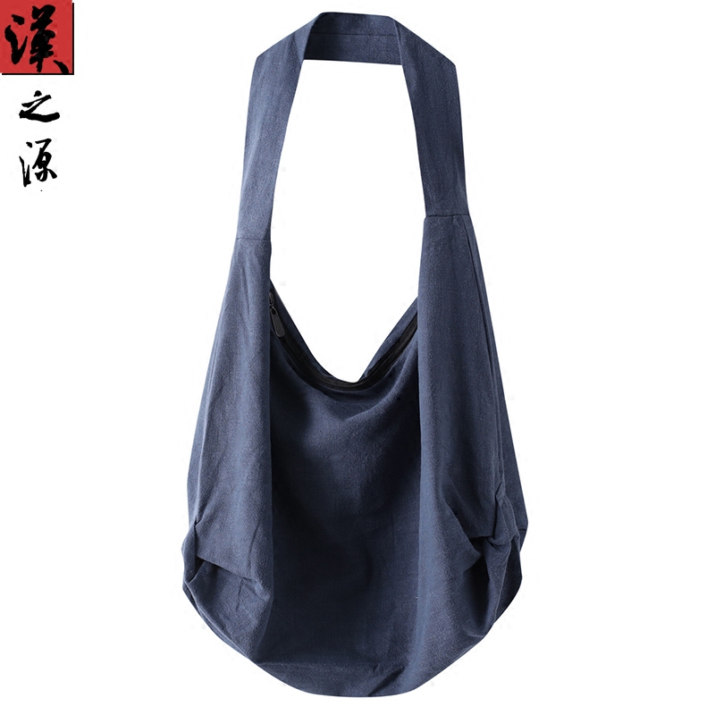 China Wind Men Zen-style Casual Linen Bag Single Shoulder Vagrant Bag Retro Cotton Hemp Monk Monk Bungbag