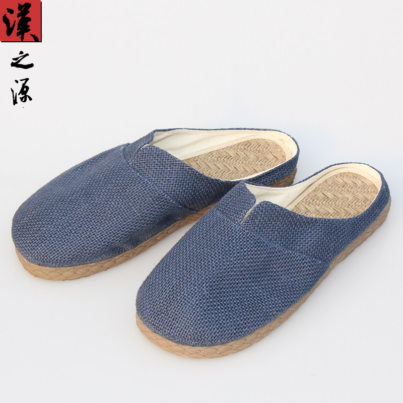 Chinese style pure hemp slippers Baotou shoes slippers breathable retro men's shoes old Beijing cloth shoes meditation monk shoes handmade