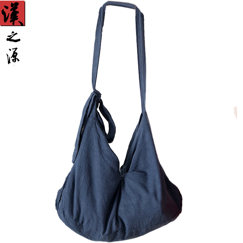 Chinese Style Men's Layman Bag, Zen Meditation Monk Bag, Single Shoulder Crossbody Bag, Linen Retro Casual Bag, Beggar Cloth Bag