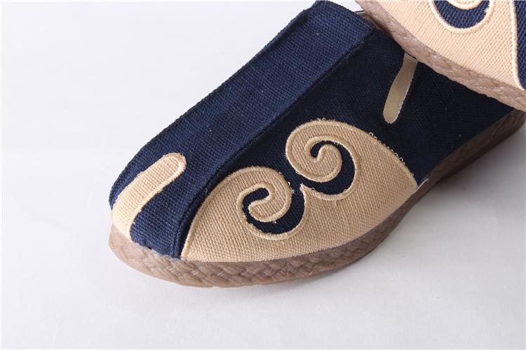 Trung quốc phong cách retro linen nam giày thêu Trung Quốc old Bắc Kinh giày vải handmade thiền nằm giày giày thường thấp giày thể thao sneaker
