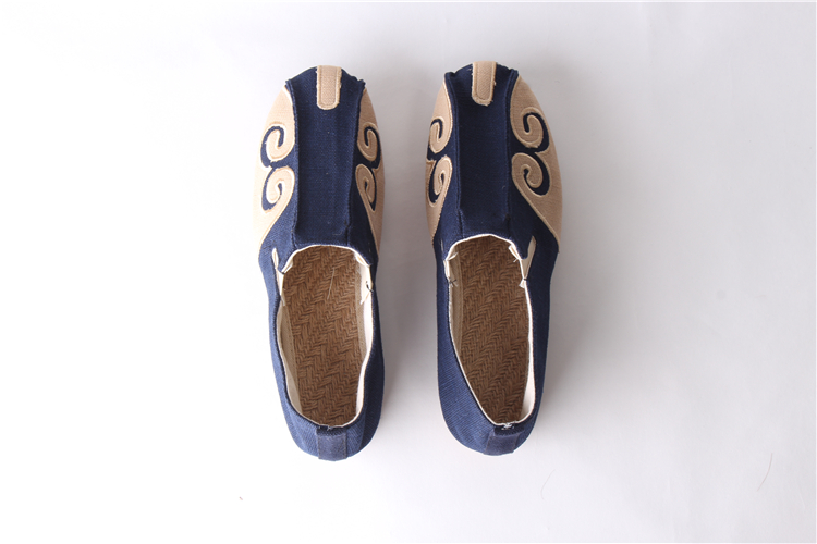 Trung quốc phong cách retro linen nam giày thêu Trung Quốc old Bắc Kinh giày vải handmade thiền nằm giày giày thường thấp giày thể thao sneaker