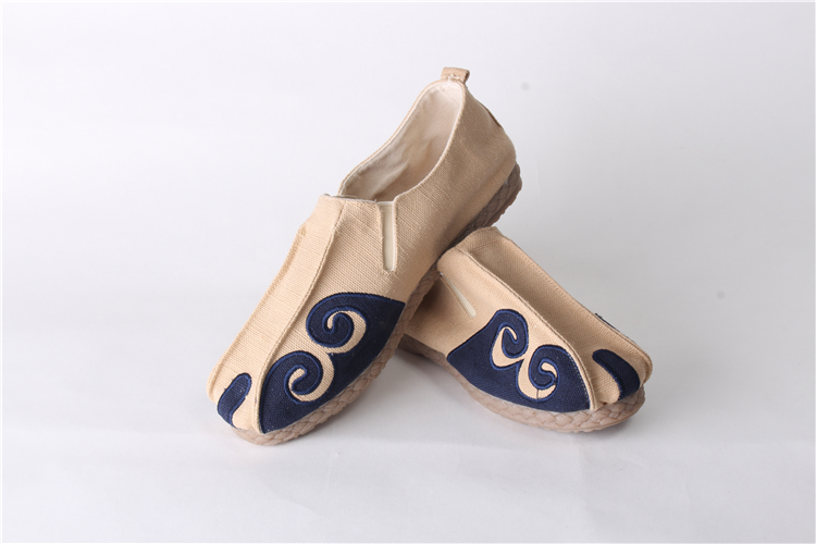 Trung quốc phong cách retro linen nam giày thêu Trung Quốc old Bắc Kinh giày vải handmade thiền nằm giày giày thường thấp giày thể thao sneaker