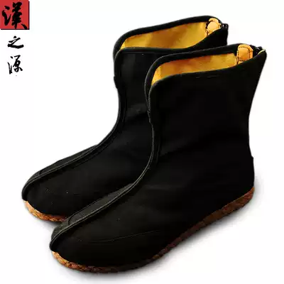 Chinese style autumn and winter velvet official boots Chinese boots men's handmade Zen repair ancient tide boots National style Martin boots