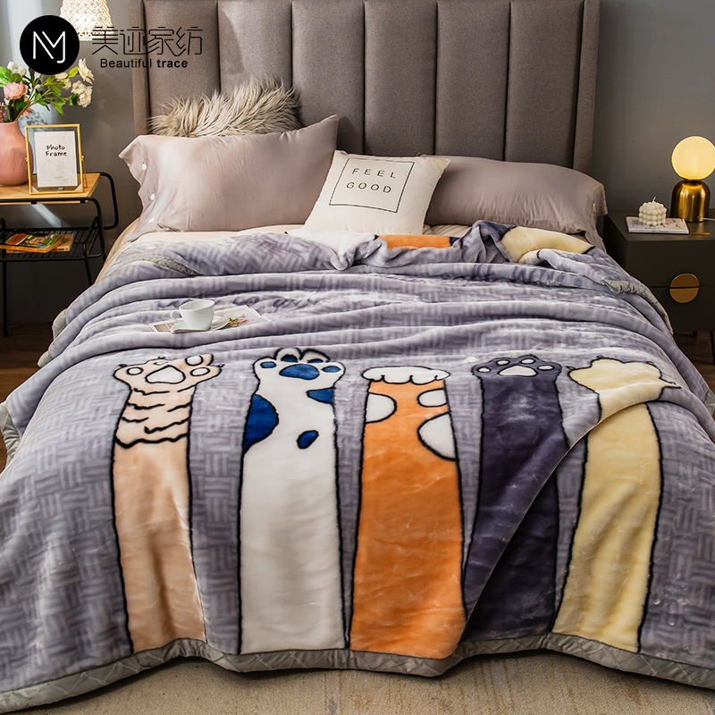 Coral Suede Blanket Quilt Winter Thickened Air Conditioning Blanket Spring Autumn Single Bunk Bed Rascher Cover Blanket Flannel Linen