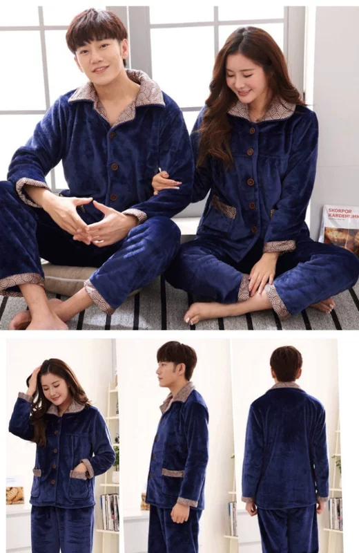 Mùa thu kích thước lớn đồ ngủ cha mẹ trẻ em san hô flannel dày chất béo MM lỏng nhà dịch vụ mẹ và trẻ em phù hợp với mùa đông