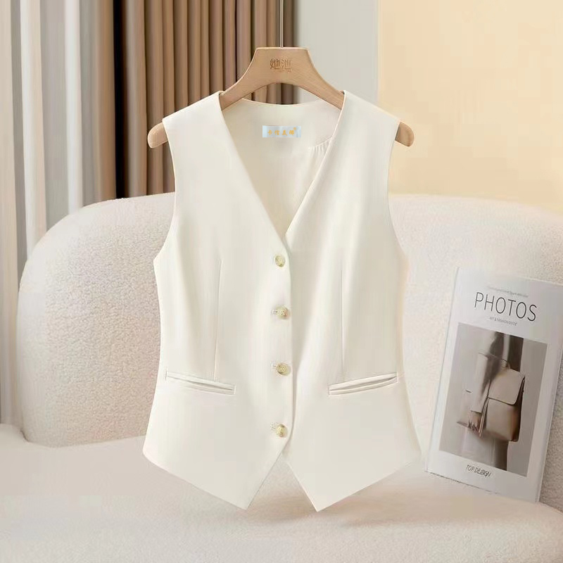 V-Neck Blazer Vest for Women, Short Style, Inner Layer, 2025 Spring and Autumn New Slim Fit, Professional Vest, Outer Layer