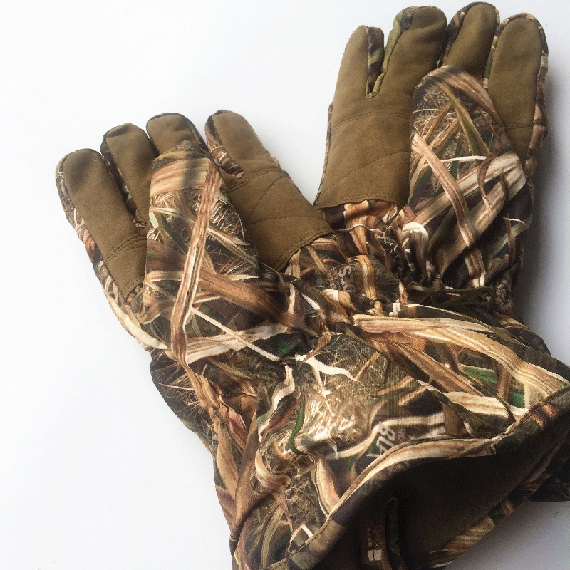 Foreign Trade Camouflage Large Cuff Windproof and Waterproof Outdoor Cycling, Climbing, Running Sports Men's Finger-Separated Warm Gloves