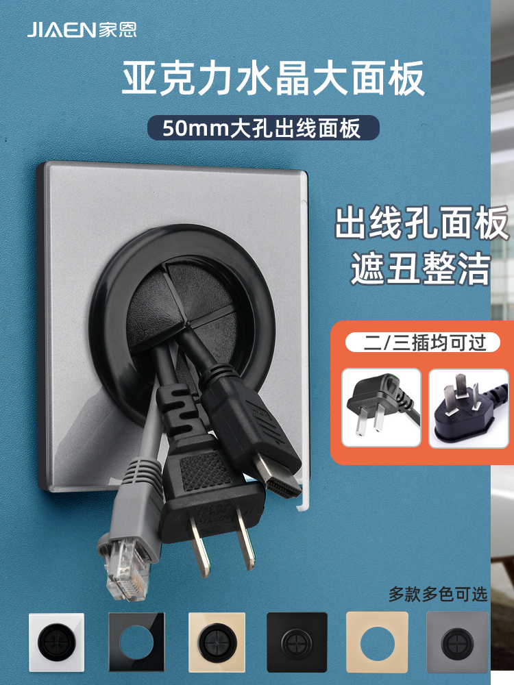 Blank surface plate with outlet hole decorative occlusion cover plate 86 type threading socket TV wall plug hole through hole whiteboard