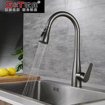 Etrium Taps Gun Ash Cramp Kitchen Wash Basin Switch Sink Telescopic Swivel Three Water Out Taps