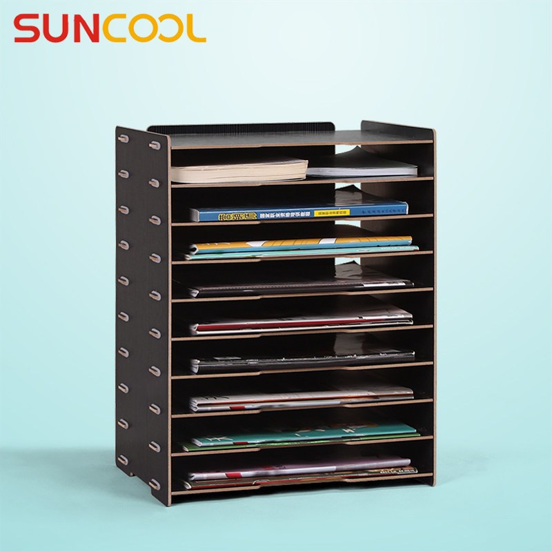 File Cabinet Office Desktop Data Collection Cabinet Wooden File Rack Creative Multi Layer Data Sorting Rack