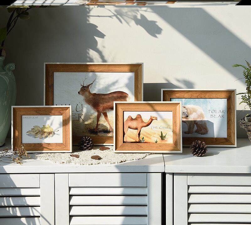 Nordic ins style simple small fresh seahorse photo frame 7 inch 5 inch 6 inch 10 inch hanging wall solid wood creative painting