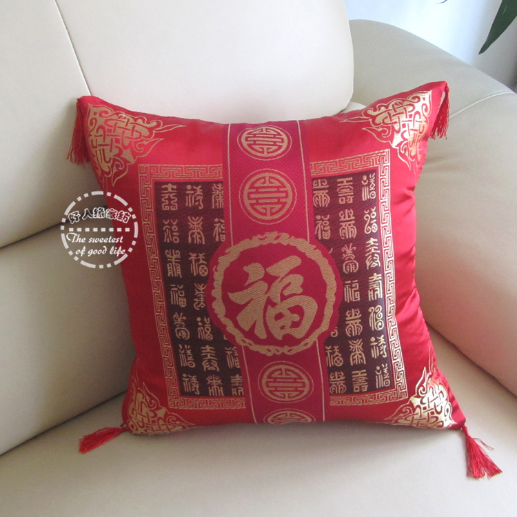 Đặc biệt Trung Quốc lụa cưới gối sofa xe đôi dệt thổ cẩm đệm vuông gối thắt lưng đệm túi mềm gối sofa cao cấp