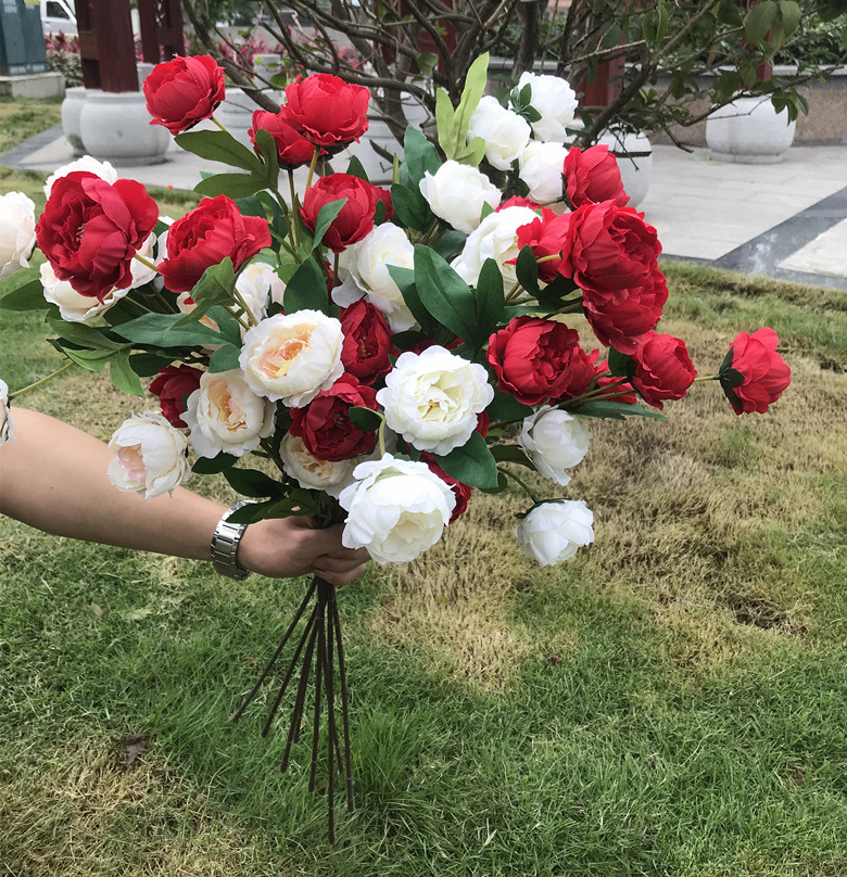 Wedding props new road cited flower flower art Sen simulation simulation of simulation of silk flower T decoration flower row 7 head peony