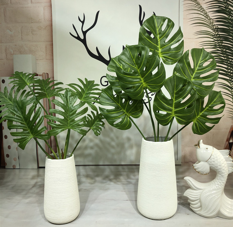 7 heads Nordic hand Turtle back leaves Wedding Nets Red Green Leaf Indoor Home Decoration Pendulum for Emulated Green Plant Suit