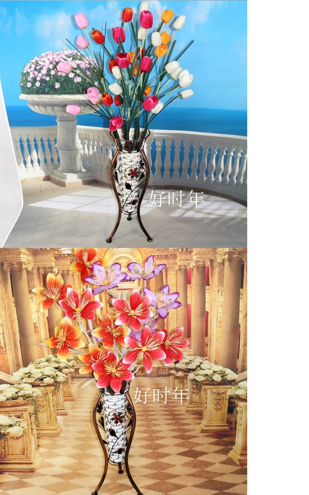 Giỏ hoa sắt treo tường bằng gỗ treo hàng rào hạ cánh bình hoa sáng tạo mới chậu hoa châu Âu 4 chân giỏ hoa ổn định - Vase / Bồn hoa & Kệ chậu ghép thông minh