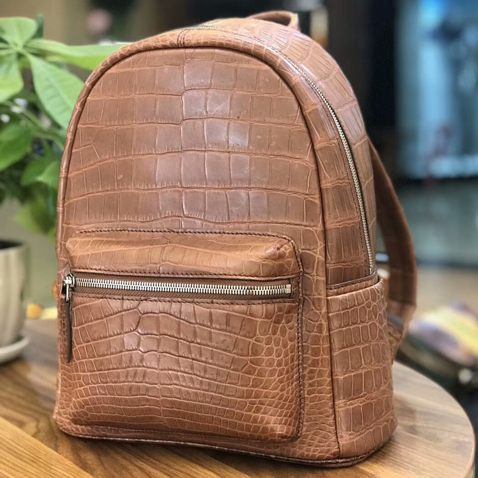 Backpack men's backpack Korean style schoolbag men's fashion trend crocodile leather travel travel bag