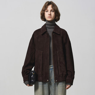 Ghjod imported sheep suede old money genuine leather jacket for women