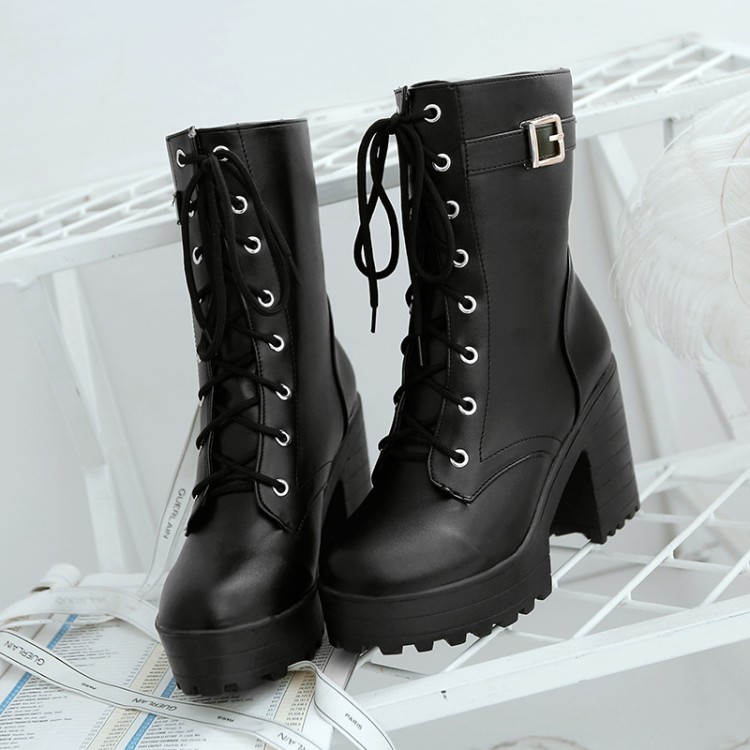 Phổ Cos Tinh Khiết Trắng Đen Nâu Boots Ren Cao Gót Con Rối Đồng Phục Học Sinh Loli Lolita Kích Thước Lớn 41234