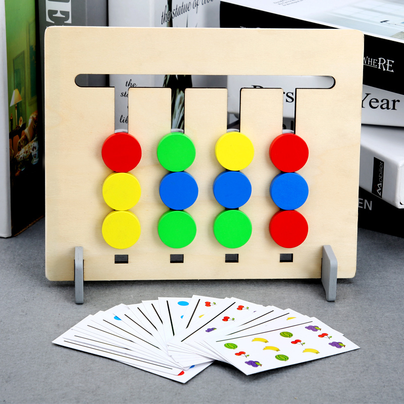 Children's educational toys four-color fruit logic game double-sided wooden Montessori enlightenment kindergarten teaching aids