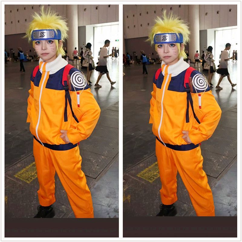 Naruto Cosplay Costume Ninja Young Hokage Uzumaki Naruto Children's Clothing Teenage Outfit First Generation Costume Forehead Protector Set