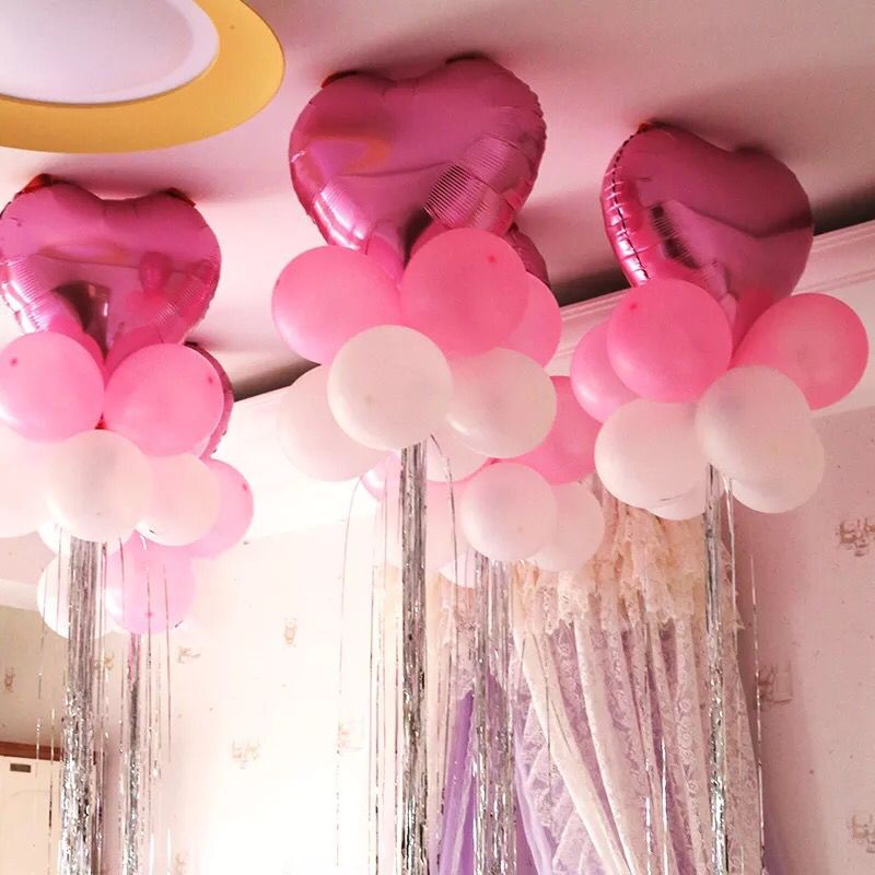 Wedding Wedding House Decoration Placement Items Annual Qing Sheng Birthday Party Heart-shaped Aluminum Film Balloon Package Flow Suyu Silk