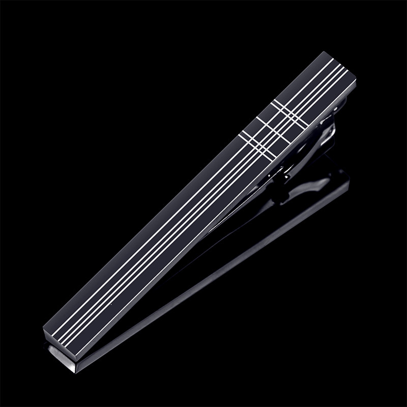 Men's tie clips Fashion positive for business upscale Black grey Career minimalist collar with clip Pin Tide Gift Box Dress