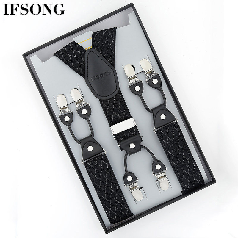 Men's suspenders business non-slip suspenders leather plus long fat man suspenders trousers suspenders clip