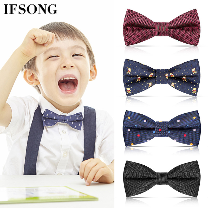 Child collar black boy baby small collar knot red elementary school boy cute suit butterfly knot flower boy show-Taobao