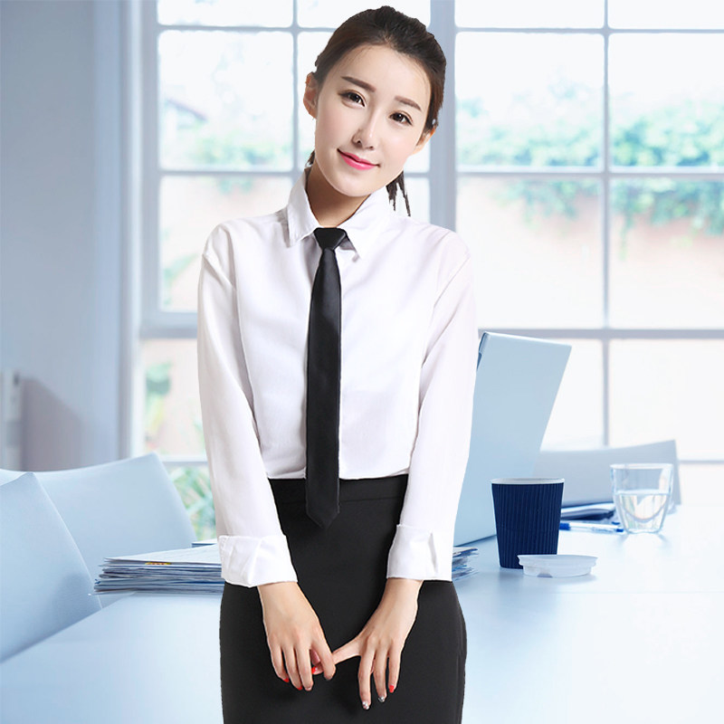 Women's zipper tie shirt Women's Business dress college style black free Korean lazy JK tie decoration