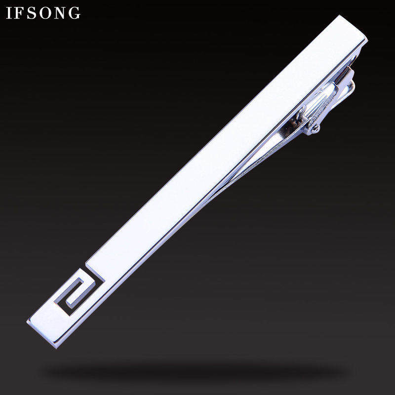 IFSONG men tie clip dress business professional high grade silver minimalist tie tie clip men's pin gift box
