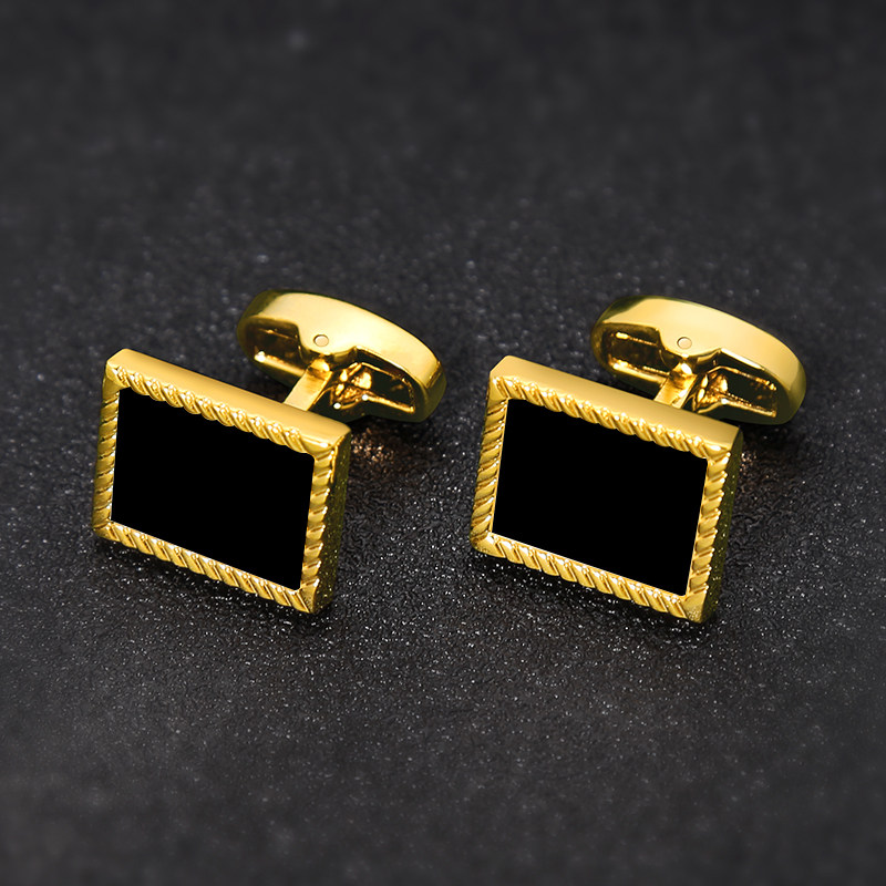 IFSOONG Men's sleeve Cuff Style Shirt Golden Cuff Male Lady Black Minimalist Shirt Cuffs Cuff