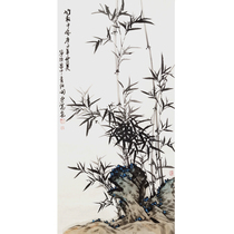 Pure hand-painted Chinese painting bamboo freehand ink painting bamboo newspaper safety decorative painting living room study porch office hanging painting