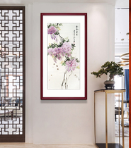 Hand-painted freehand painting flower-and-bird painting new Chinese style living room paintings wisteria the purple air comes from the east entrance decorative painting calligraphy and painting